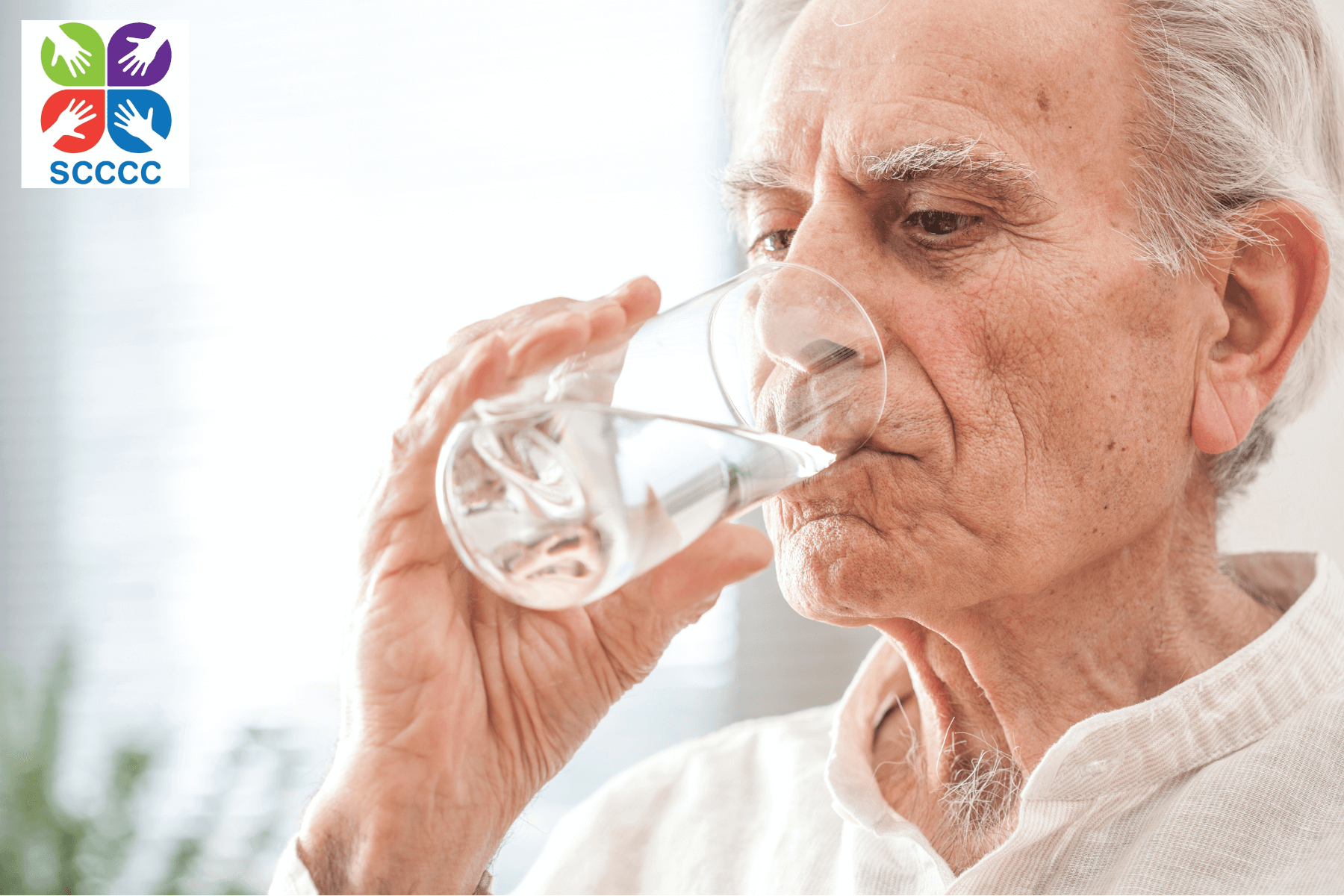 Older male drinking