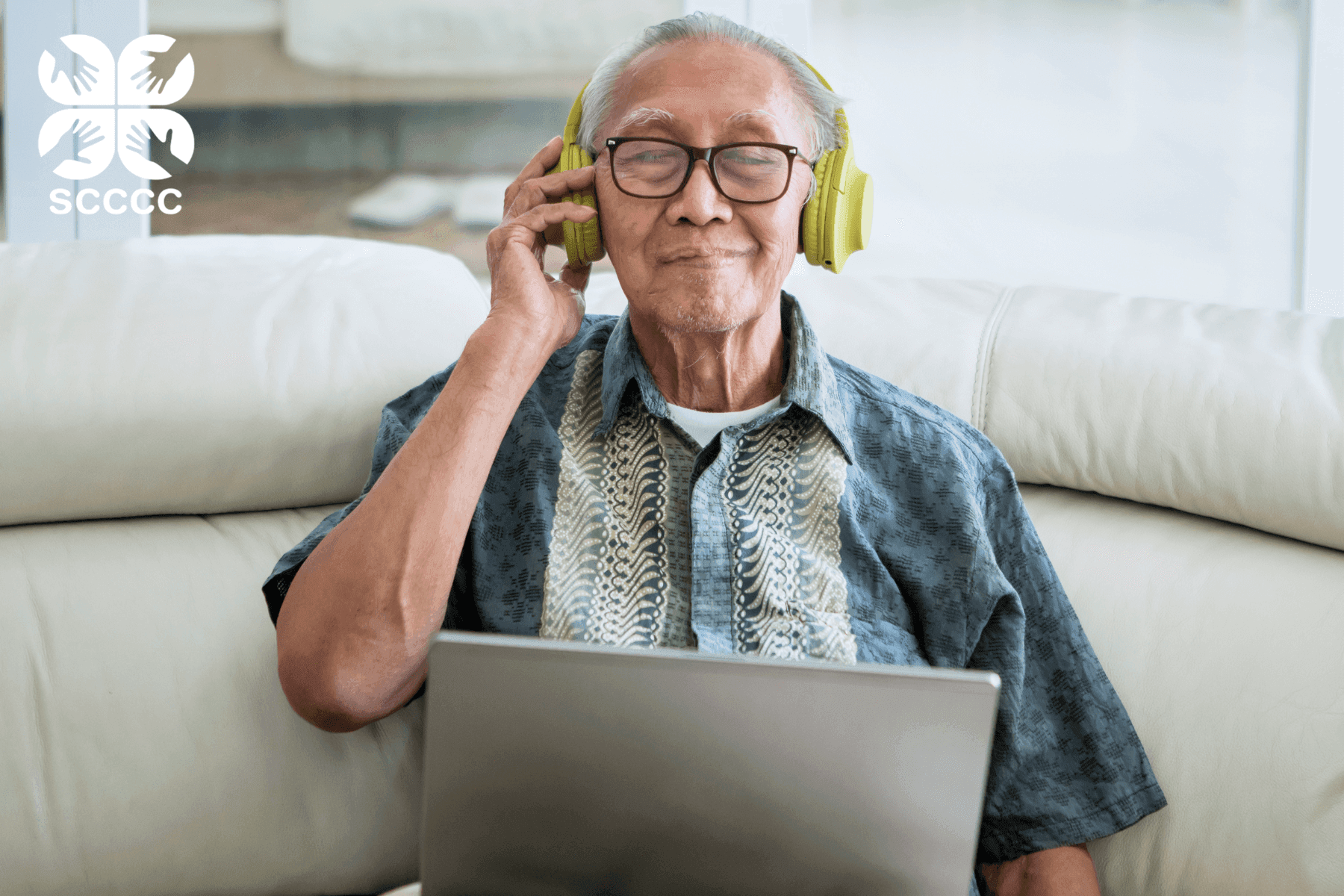 Older person listening to music